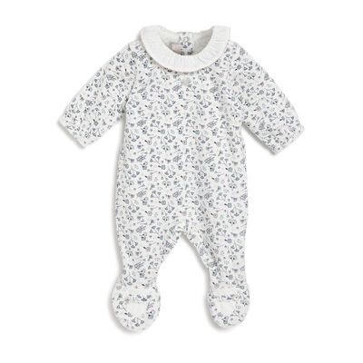 Girls Natural Printed Nappy Opening Babysuit